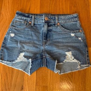 Dark wash high rise shorts